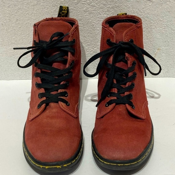 Women’s Dr Martens Shoreditch Maroon Canvas Boots - Picture 3 of 8